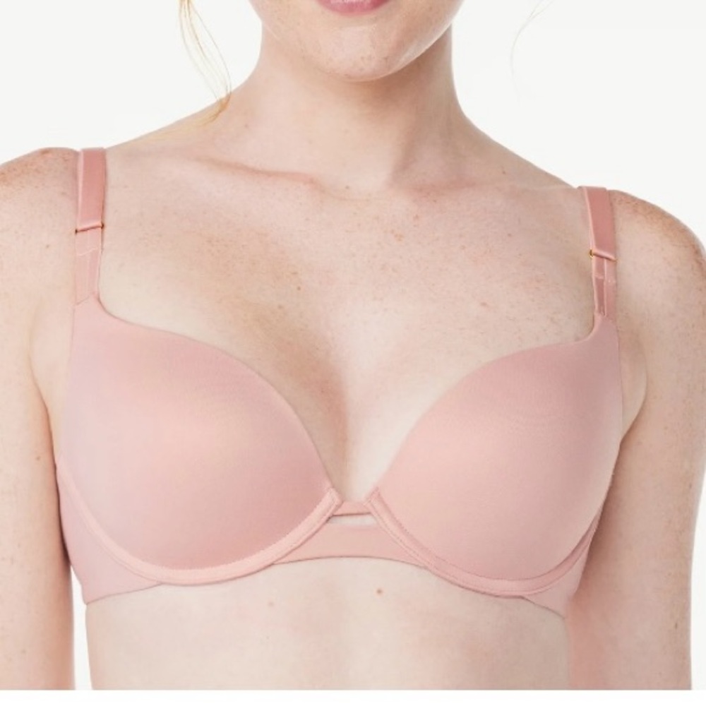 Joyspun Women's Smooth Push Up with Keyhole Bra, Size 34B, Mystical Rose